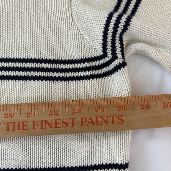 Polo Ralph Lauren White with Blue Stripes Sweater 100% Cotton Men’s Size XL - Picture 15 of 16